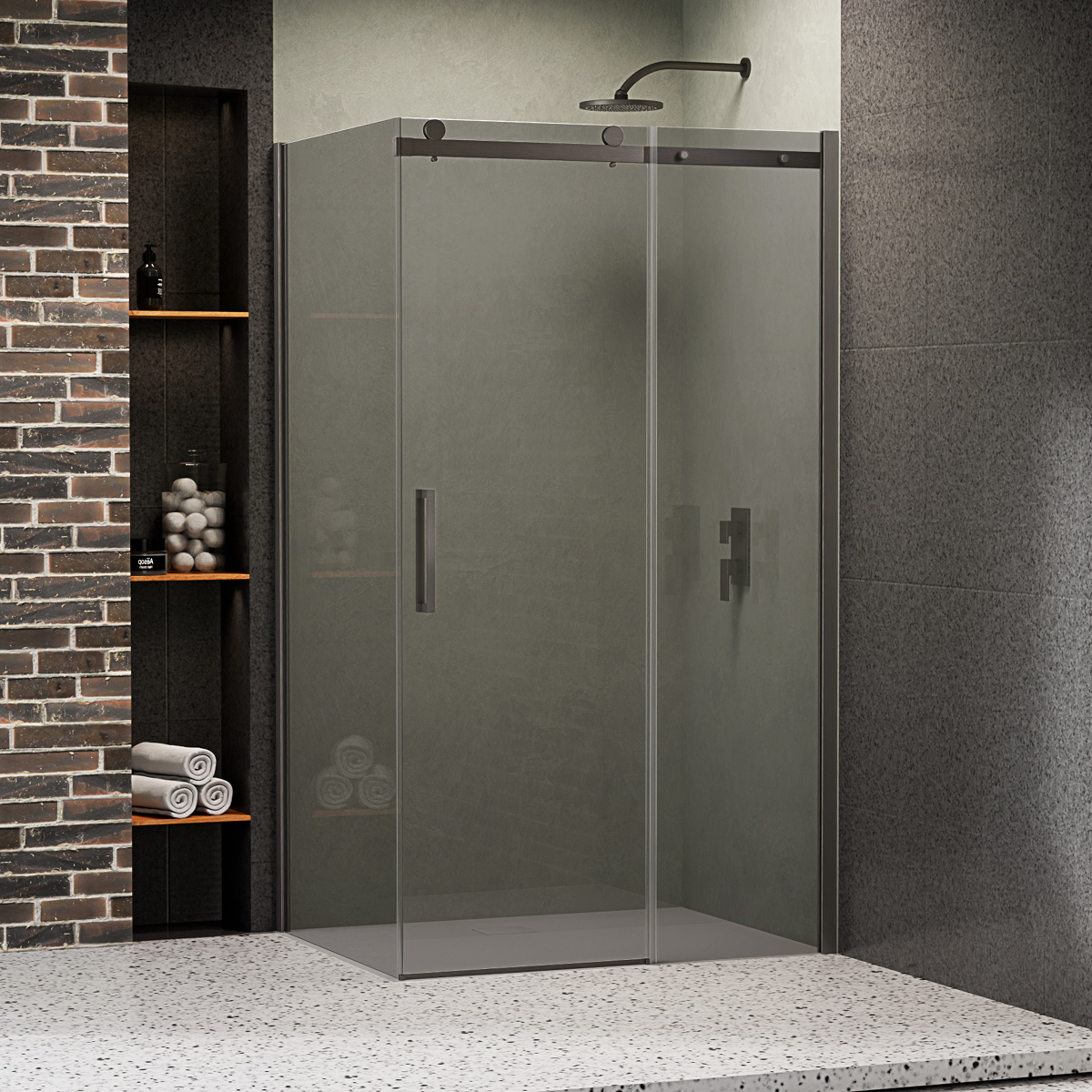 LAURENA GUNMETAL BRUSHED | Kabina narożna – grafitowe