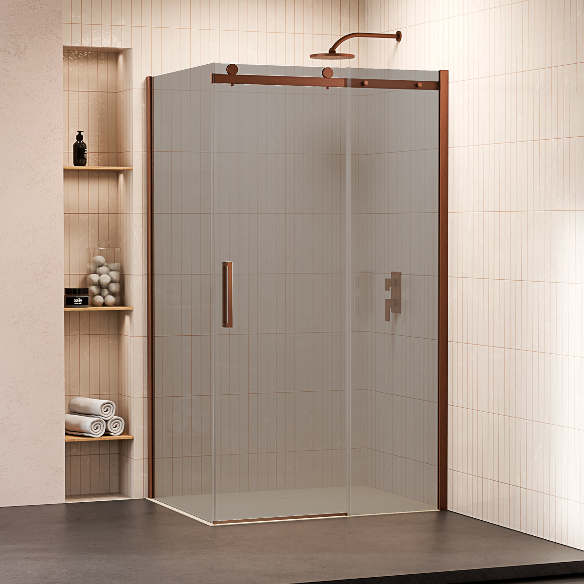 LAURENA COPPER BRUSHED | Kabina narożna – grafitowe