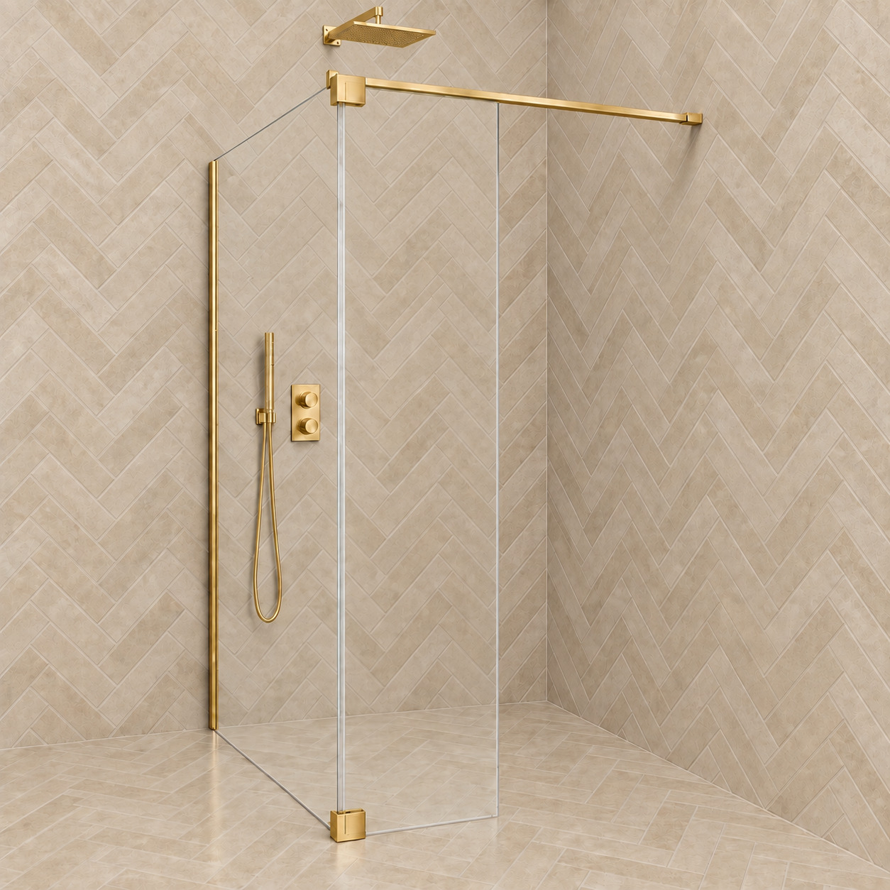 ŚCIANKA DO WALK-IN – gold brushed