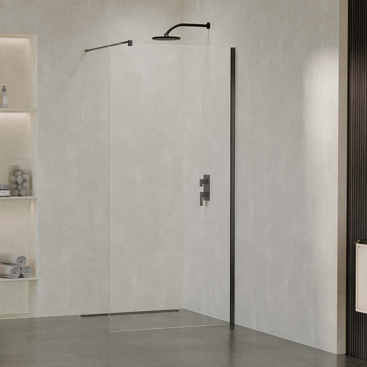 SWING | Kabina walk-in – gunmetal brushed