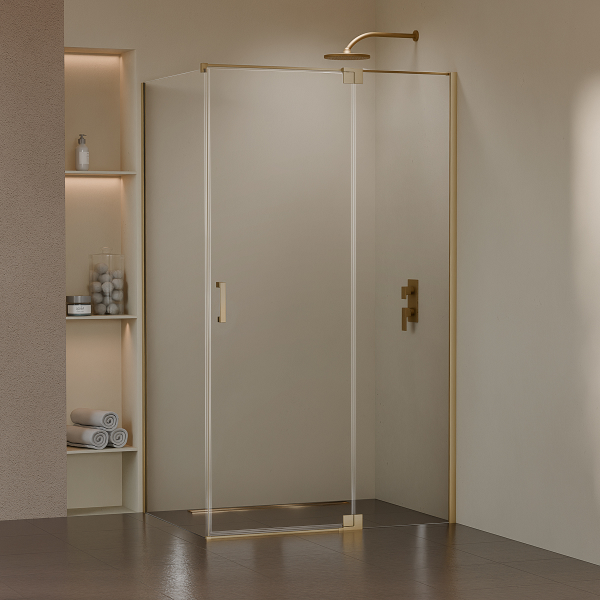 SWING | Kabina narożna 1D – gold brushed