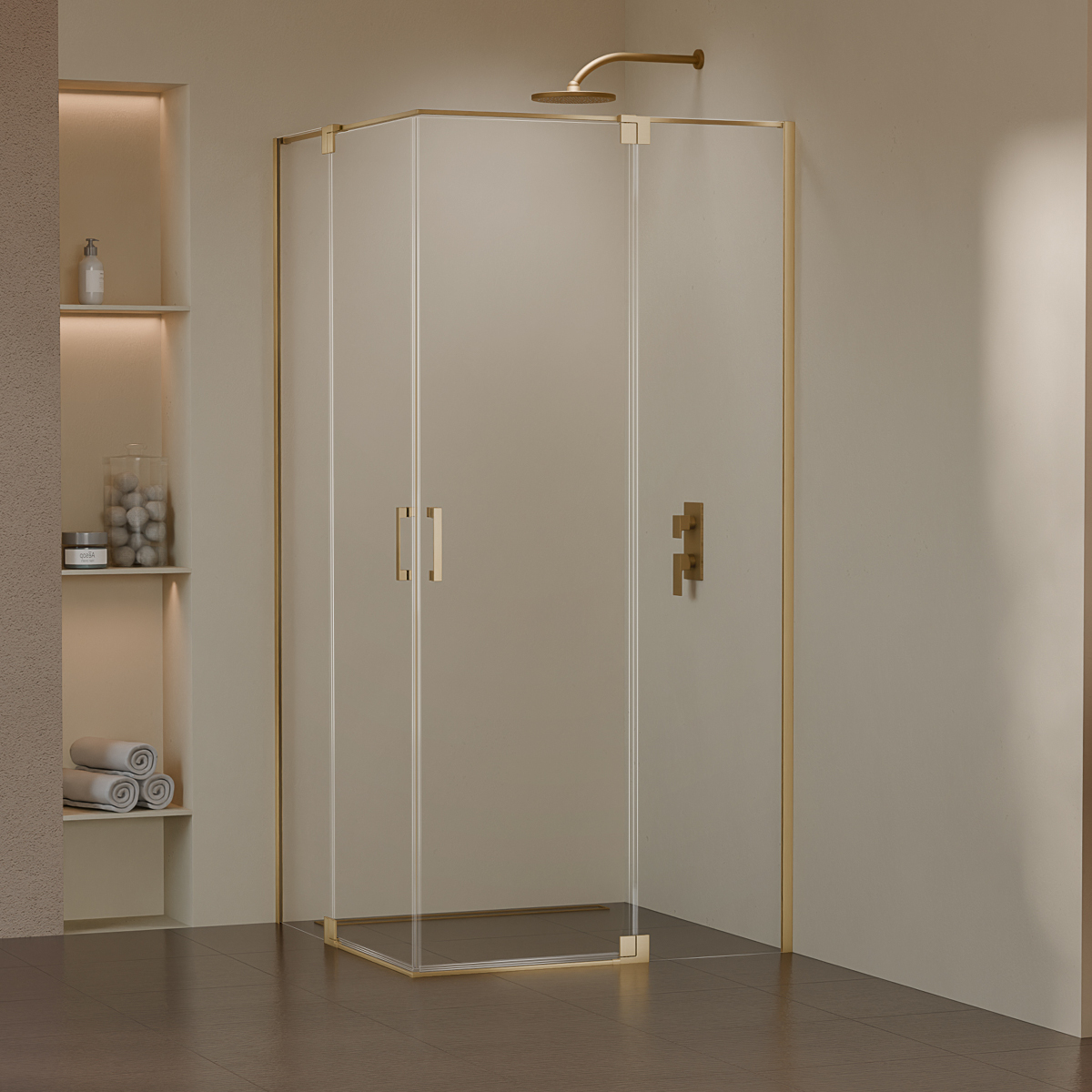 SWING | Kabina narożna 2D – gold brushed